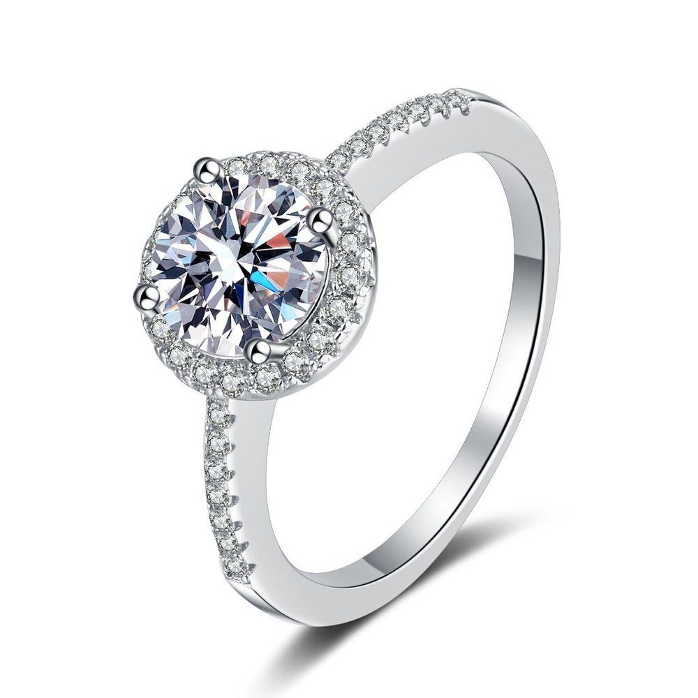 Certified 2ct. t.w. Moissanite Diamond Halo Ring NEW - Picture 4 of 9